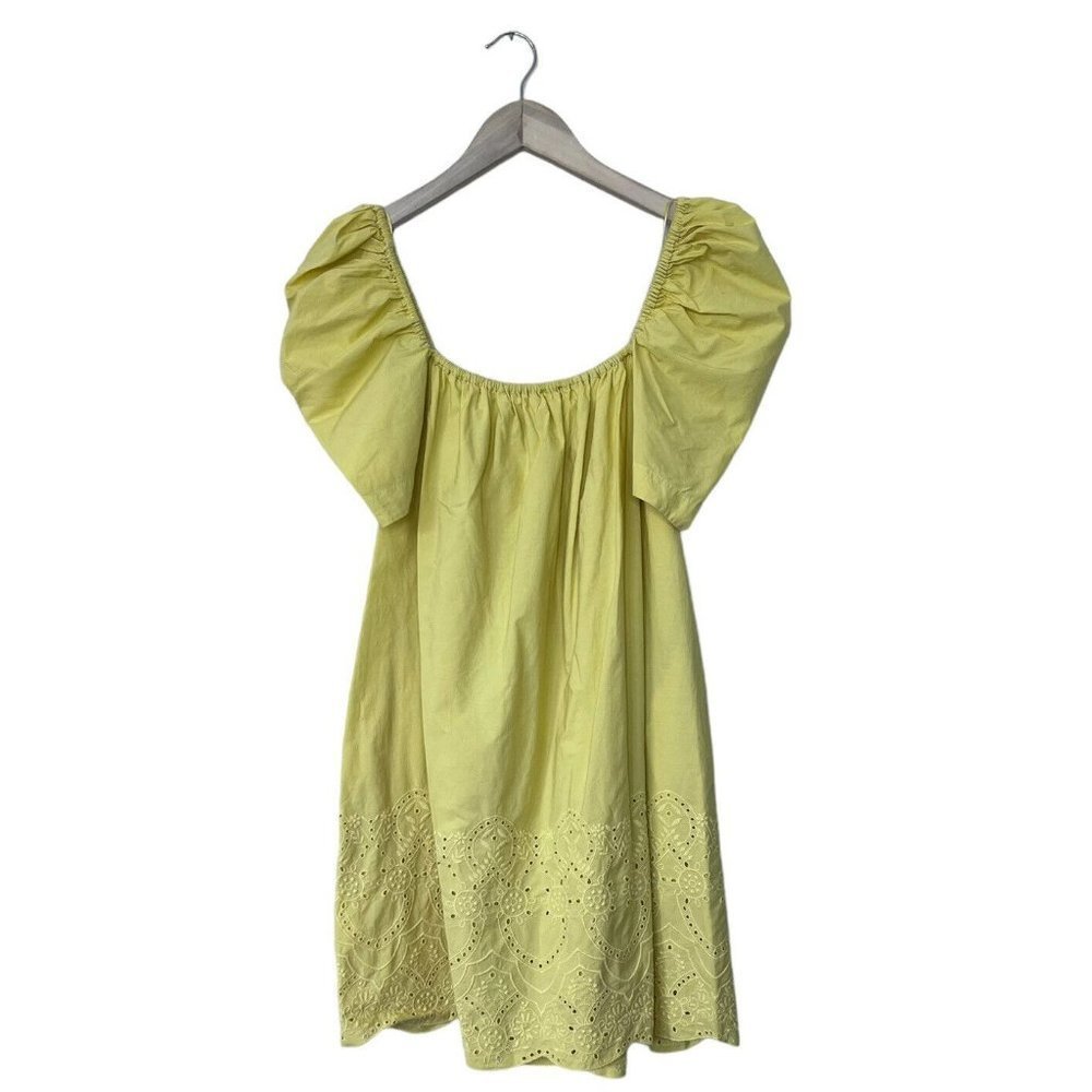 Zara Mini Dress size Medium Mustard Yellow Off The Shoulder Puff Sleeve